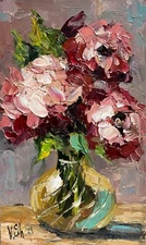 Blooming Flowers Peonies Wildflower Painting Original Oil Impression Signed Art