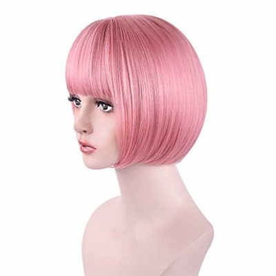 Reecho 11 Short Bob Wig With Bangs Cosplay Synthetic Hair For