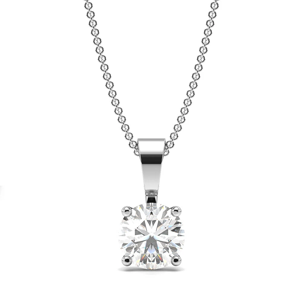 1 2ct I1 HI Natural Diamond 9K White Gold Solitaire Diamond Pendant Necklace