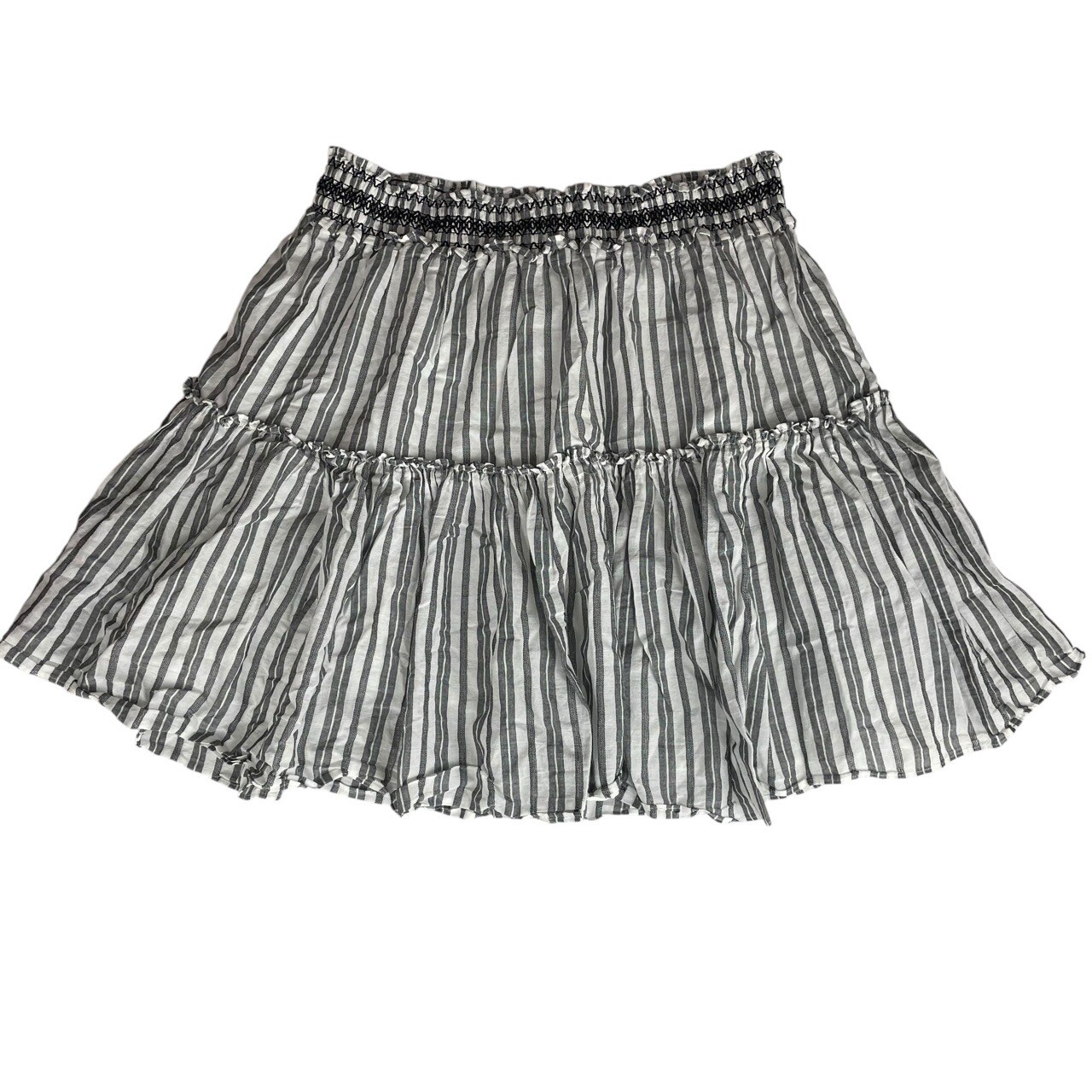 Kate Spade Broome Street Black White Striped Flouncy Mini Skirt Size Medium