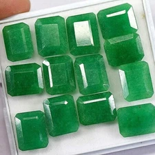 Natural Zambian Green Emerald Faceted Cut Loose Gemstones Lot 90 Ct./8 Pcs