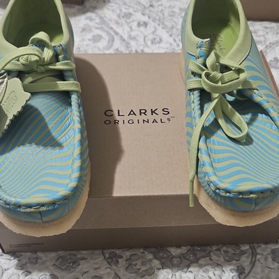 Clarks Originals Wallabee Blue Lime Print Men's Casual Shoes US Size 7