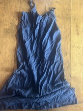 Quince Navy Blue Long Sleeveless Slip Dress Scoop Neck Tencel Size L