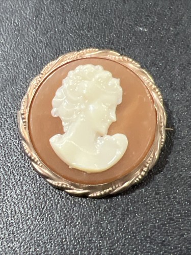 Vintage Cameo Brooch Estate Jewelry Old Style Back - Picture 4 of 11
