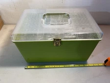 Vtg 1960-70s Wilson Wil-hold Sewing Box Avocado Green Clear Top 2 Storage Trays