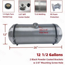 12x30 14.5 Gallon 38 Npt Center Fill Aluminum Spun Fuel Tank Cell