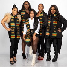 Educated Black Woman Stole, Class of 2025 Kente Cloth Graduation Stole