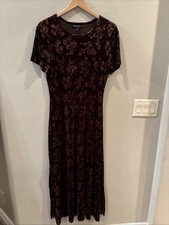 Karen Kane Velvet Burnout Dress Floral goth whimsigoth Short Sleeve M witchy