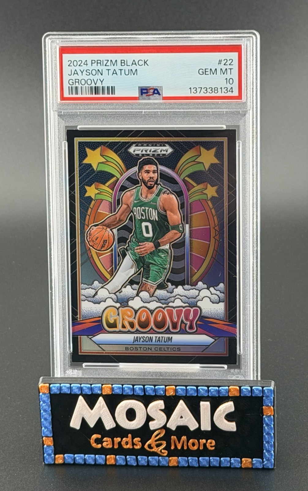 2024 Panini Prizm Black PSA 10 GEM MT Jayson Tatum Groovy Case Hit SSP #22 POP 2
