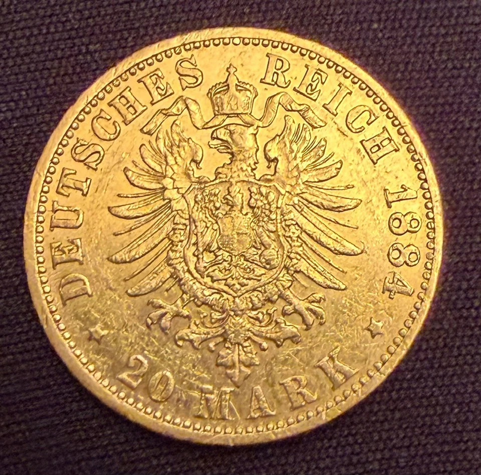Allemagne-Ville libre d'Hambourg 20 mark or 1884 J Hambourg - Photo 2/2