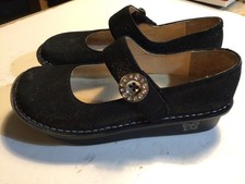 ALEGRIA Paloma Black Shimmer Mary Jane Shoes Ladies Sz37/7-7.5 EUC PAL-211 NICE