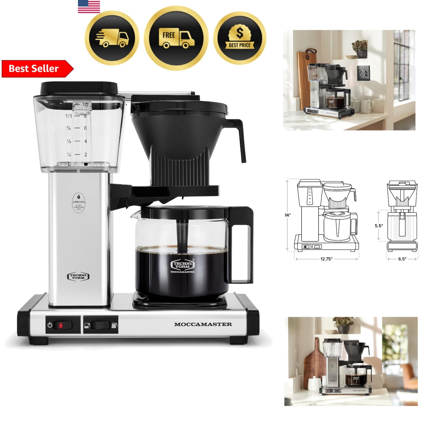 10-cup Drip Fully Automatic Silver 40oz Kitchen Appliance
