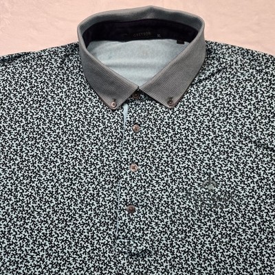 Bluejack National Golf Club x Greyson Polo Shirt Mens XLARGE Blue Foliage Coral