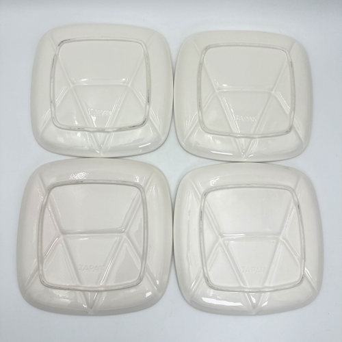 Vtg Square Ceramic Fondue Plates Japan Section Divided Sushi Tapas MCM Set of 4 - Picture 4 of 16