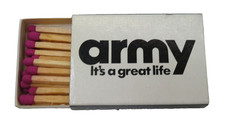 VINTAGE ARMY ITS A GREAT LIFE AUSTRALIA UNUSED PROMOTIONAL ADVERTISING MATCHBOX
