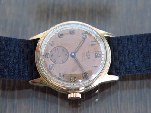 Vintage mens Record Geneve bumper all original gold plated case screw back rare! - Picture 10 of 12