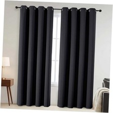100 out Curtains - Solid Thermal Insulated Thick 52"W x 84"L Pack of 2 Black