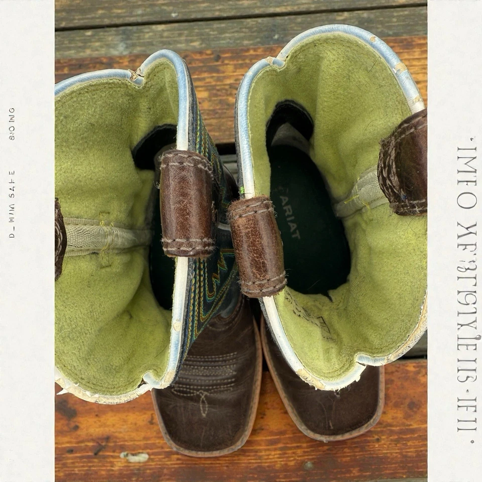 Botas de Vaquero para Niños Ariat Marrón Puntera Cuadrada Western Costuras Decorativas Foto 4 de 4