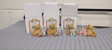 Cherished Teddies T is for Teddies Bear Figurine with ABC Block Boxed