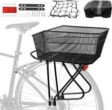 YEEGO DIRECT Rear Bike Rack w/Basket, Detachable Adjustable Fits 24'' 26'' Bike