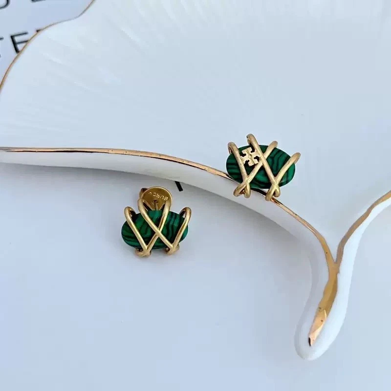 Novo! Brinco estilo ninho vintage Tory verde vintage com bolsa de joias - Imagem 2 de 4