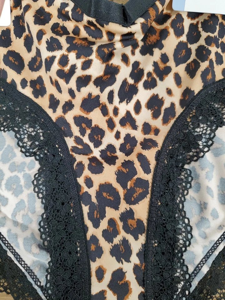 Sexy CHEEKY Leopardo con Encaje Tirantes Bragas Tesoros Secretos XS (0-2) Ropa Interior Foto 2 de 4