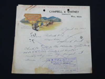 McCormick Deering Centennial Multi-Color Letterhead 1931 IHC Farmall NICE 'MD1'