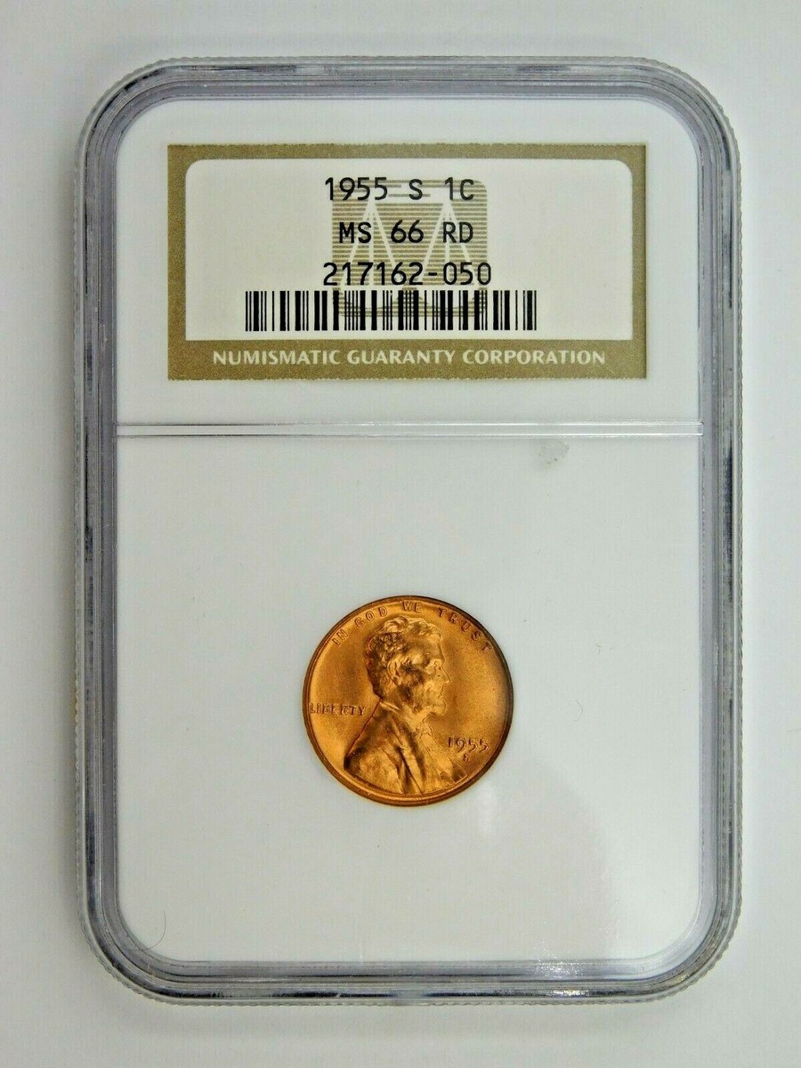 リンカーン スチールペニーＮＧＣ MS66 1955 S Wheat Lincoln Cent NGC Graded MS 66 RD (579) | eBay