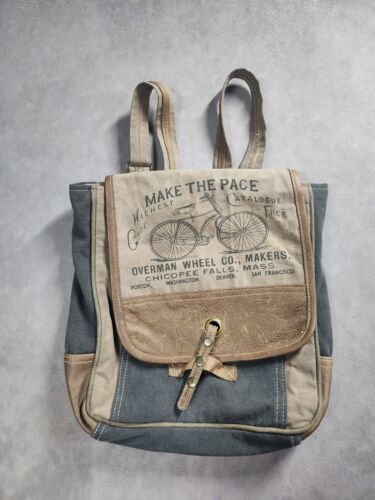 Myra Bag Composition Canvas & Leather Backpack “Make The Pace Bicycle”