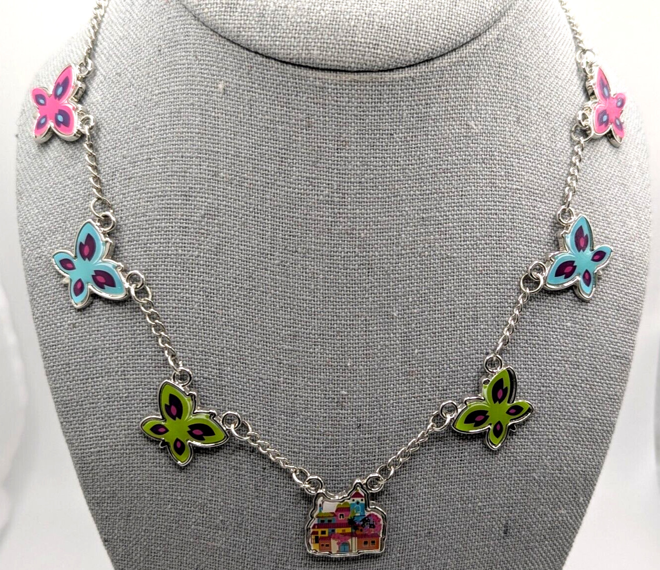 Claire’s Disney's Encanto 6 Butterflies & 1 Village Enameled Charms Necklace EUC