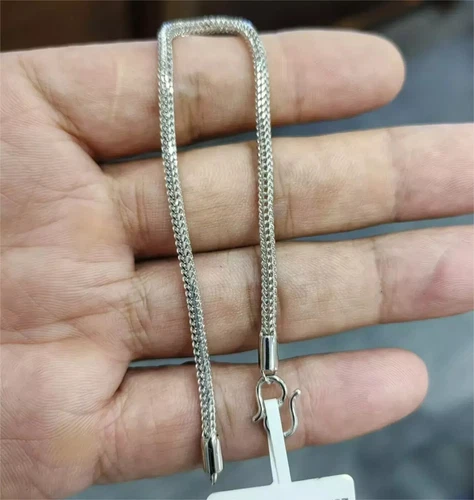 Pure Platinum 950 Chain Men Women Lucky 2.5mm Braided Wheat Bracelet 6.21g/7inch - Picture 7 of 9