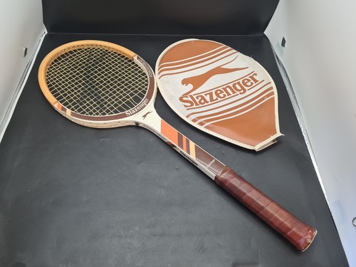 Vintage Wooden Tennis Racket / Racquet Slazenger Powerthrust With Cover
