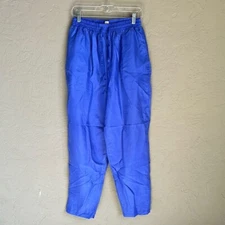 Silk Men's vintage Blue Pants with pockets size medium elastic waist