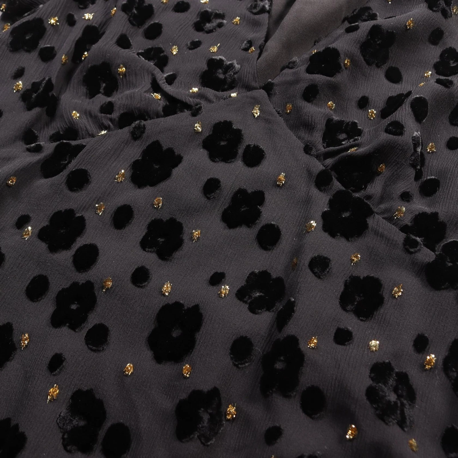 CELINE babydoll mini abito vestito #36 maniche corte 2R02L067G rayon seta nero