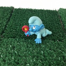 Puffi Baby Puffo Blu 20203 Pigiama e Sonaglio 1984 Vintage Figure Schleich Giocattolo