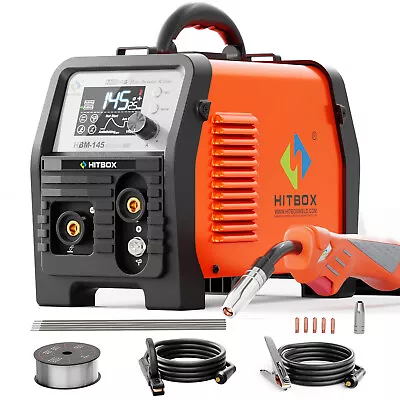 HITBOX 200A 4-in-1 MIG Welder Gasless 220V Inverter MMA TIG Spool Gun LED HBM145