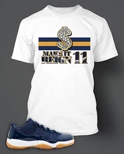 Mens Sneaker Graphic Sport Tee Shirt to Match J11 LOW Navy Gum Mens Big Tall Sm