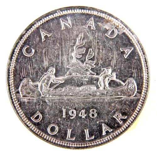 1948 KEY DATE Canada Silver $1 Dollar, AU