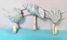 Coastal Blue Triple Wall Hooks Decoration