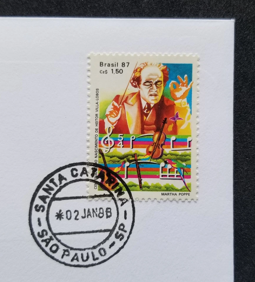 [SJ] Brazil Heitor Villa-Lobos Birth Centenary 1988 Music FDC (banknote cover) - Image 3 of 4