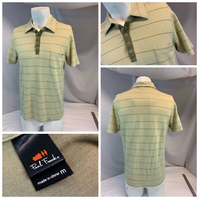 Paul Frank Polo Shirt M Men Tan Stripe 