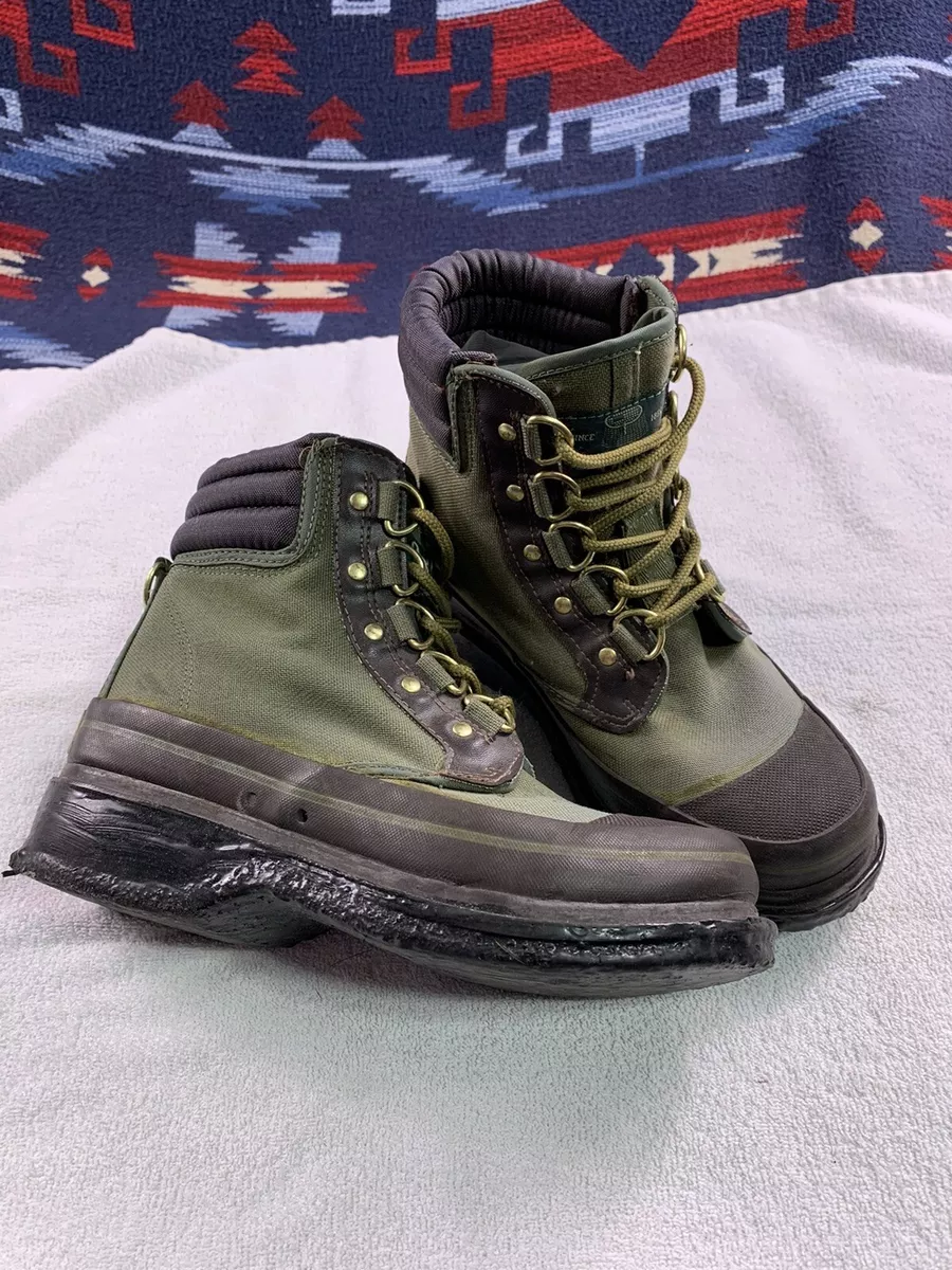 ORVIS Fly Fishing Wading Boots Rubber Sole Brown Green Men's US 5 EUC