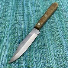 Russell Paring Knife 3" Clip Point Stainless Blade Wood Handle USA Vintage