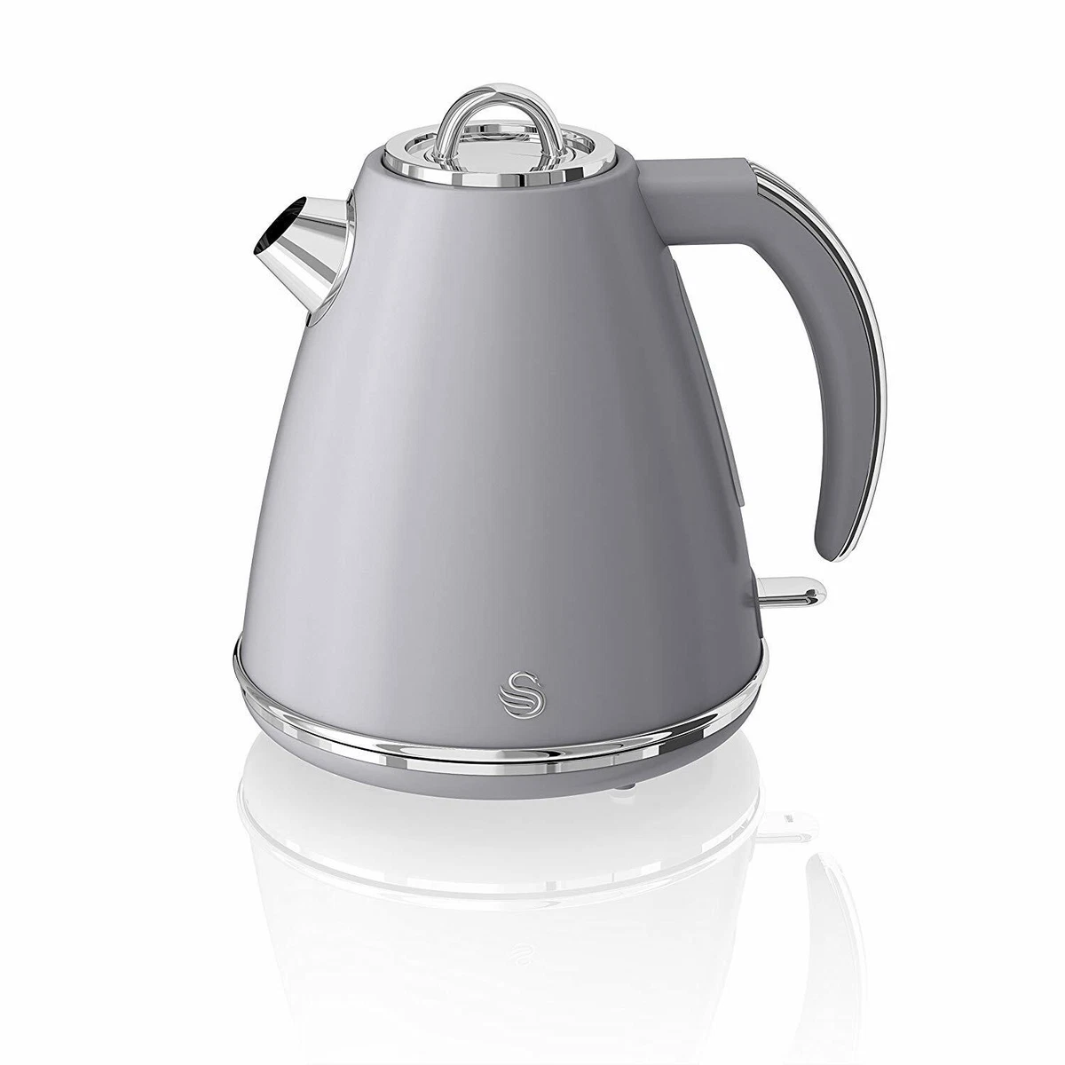 Swan 3000W 1.5Litre Retro Grey Electric Cordless 360 Jug Kettle Fast Quiet  Boil