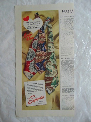 1948 SUPERBA CRAVATS Neckties print ad