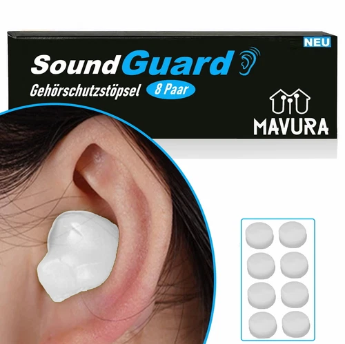 SoundGuard Hearing Protection Tips Silicone Ear Plugs Sleep Noise Concert 8Pairs