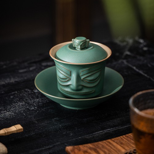 Gaiwan Sancai Chinois Porcelaine 170g - Bol Avec Couvercle Et Soucoupe - Fil Doré Motif Floral - 120-150 Ml - Thé Kung Fu