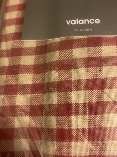 1 JCPENNEY RED & OFF WHITE GINGHAM VALANCES 60 X 12 Three Available New - Picture 2 of 3
