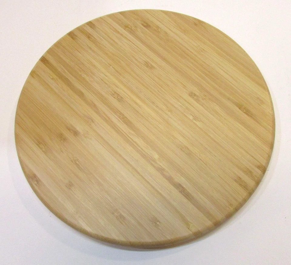 Vintage 1990s 10" dia Bamboo Wood Shallow 1/2" Five Section Divided Serving Tray - Image 2 of 2
