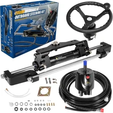 200HP Outboard Hydraulic Steering Kit Marine Boat System Cylinder Helm Wheel 26'